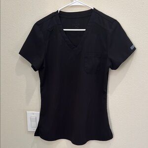 Med Couture Fitted Black Short Sleeve Scrub Top